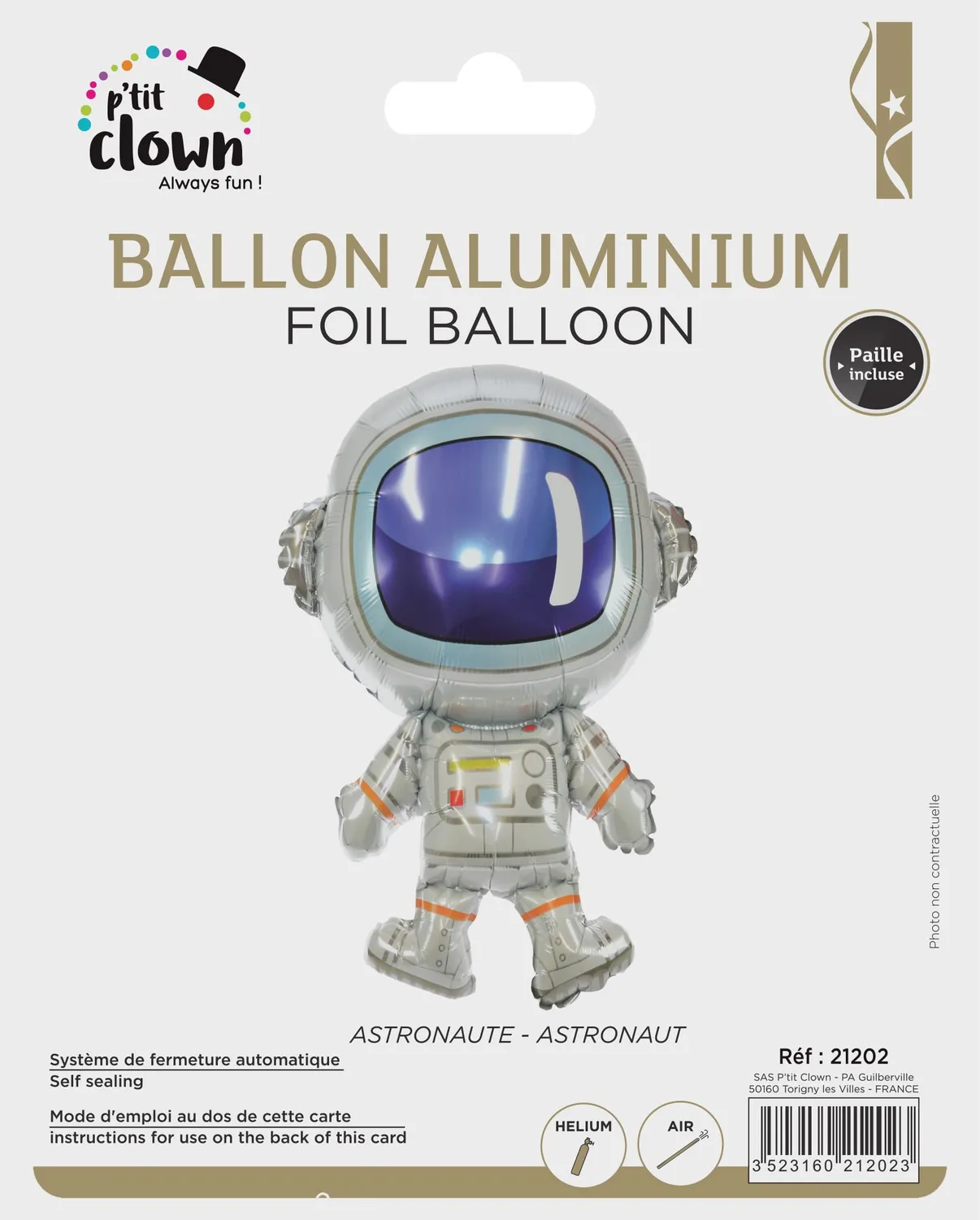 P'tit Clown palloncino alluminio astronauta festa spazio