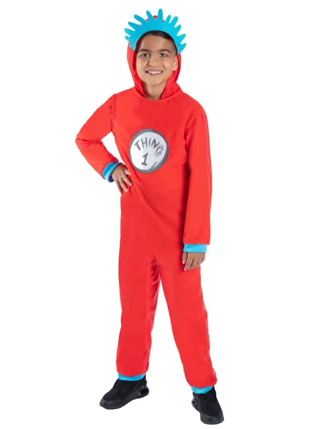 Smiffys Thing 1-2 tuta bambino rossa 7-9 anni