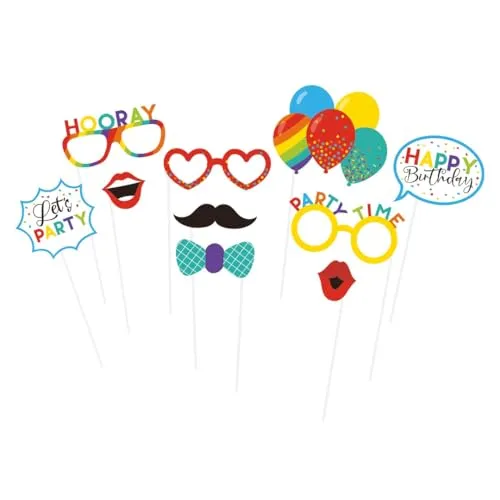 P'tit Clown Re22739 kit photobooth compleanno 10 pezzi multicolore