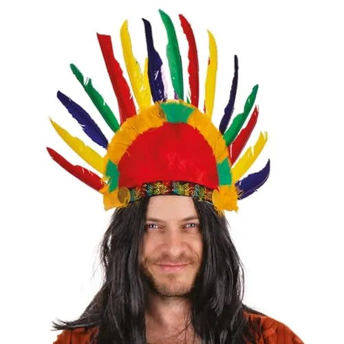 P'tit Clown 18670 Copricapo Indiano 14 Piume Multicolore