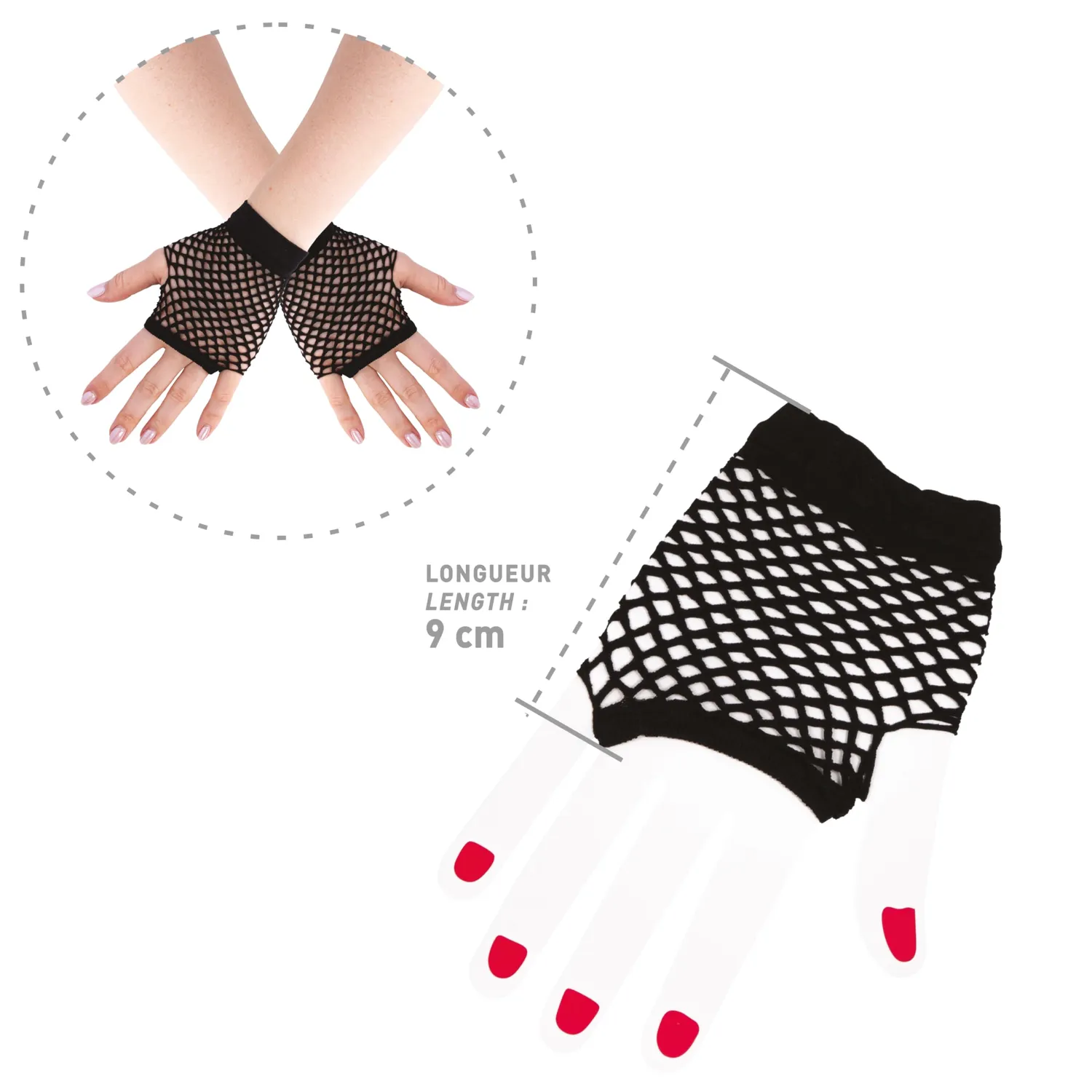 P'tit Clown 90313 guanti rete neri donna taglia unica