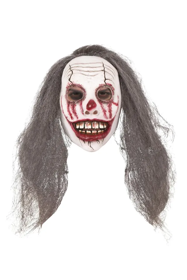 P'tit Clown Clown Insanguinato Maschera con Capelli Halloween