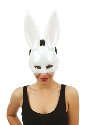 P'tit Clown 23391 mezza maschera coniglio bianco iridescente