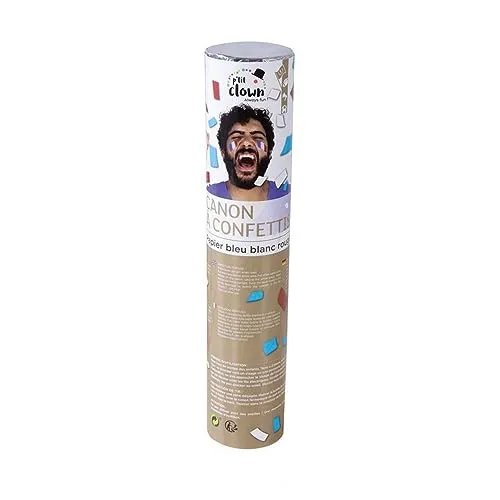 P'tit Clown cannone coriandoli carta blu bianco rosso 20 cm