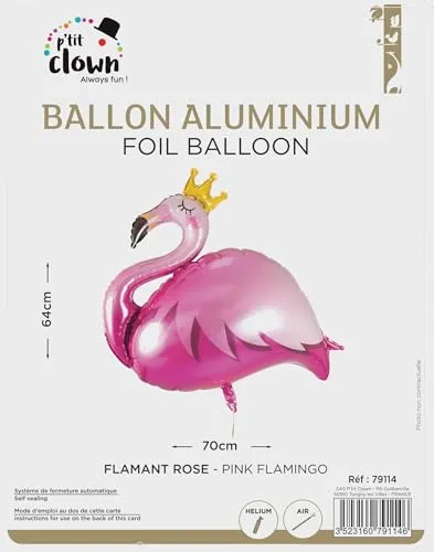 P'tit Clown Palloncino Alluminio Fenicottero per Feste