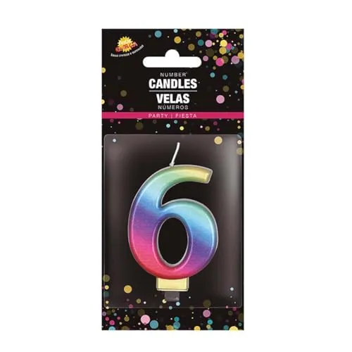 Fiestas Guirca Candela Numero 6 Torta 8 cm Multicolore