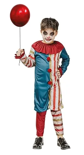 P'tit Clown Costume Clown Bambino 10/12 Anni Rosso Bianco