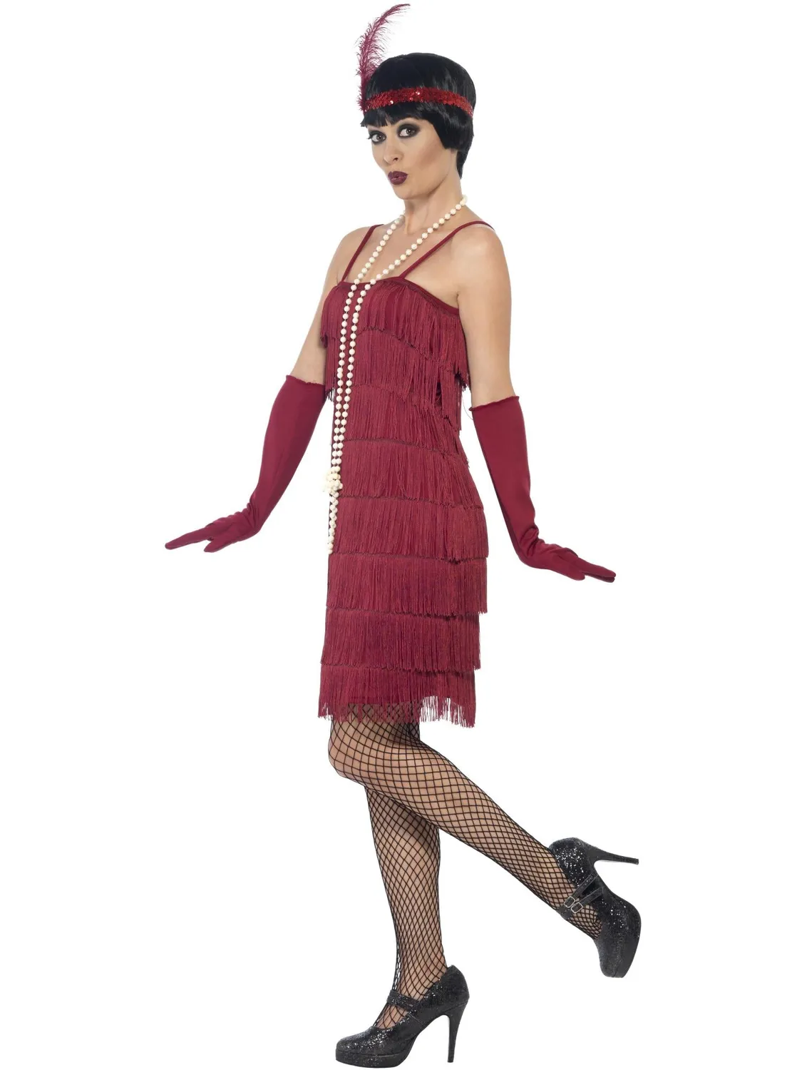 Smiffys Flapper costume donna bordeaux anni 20