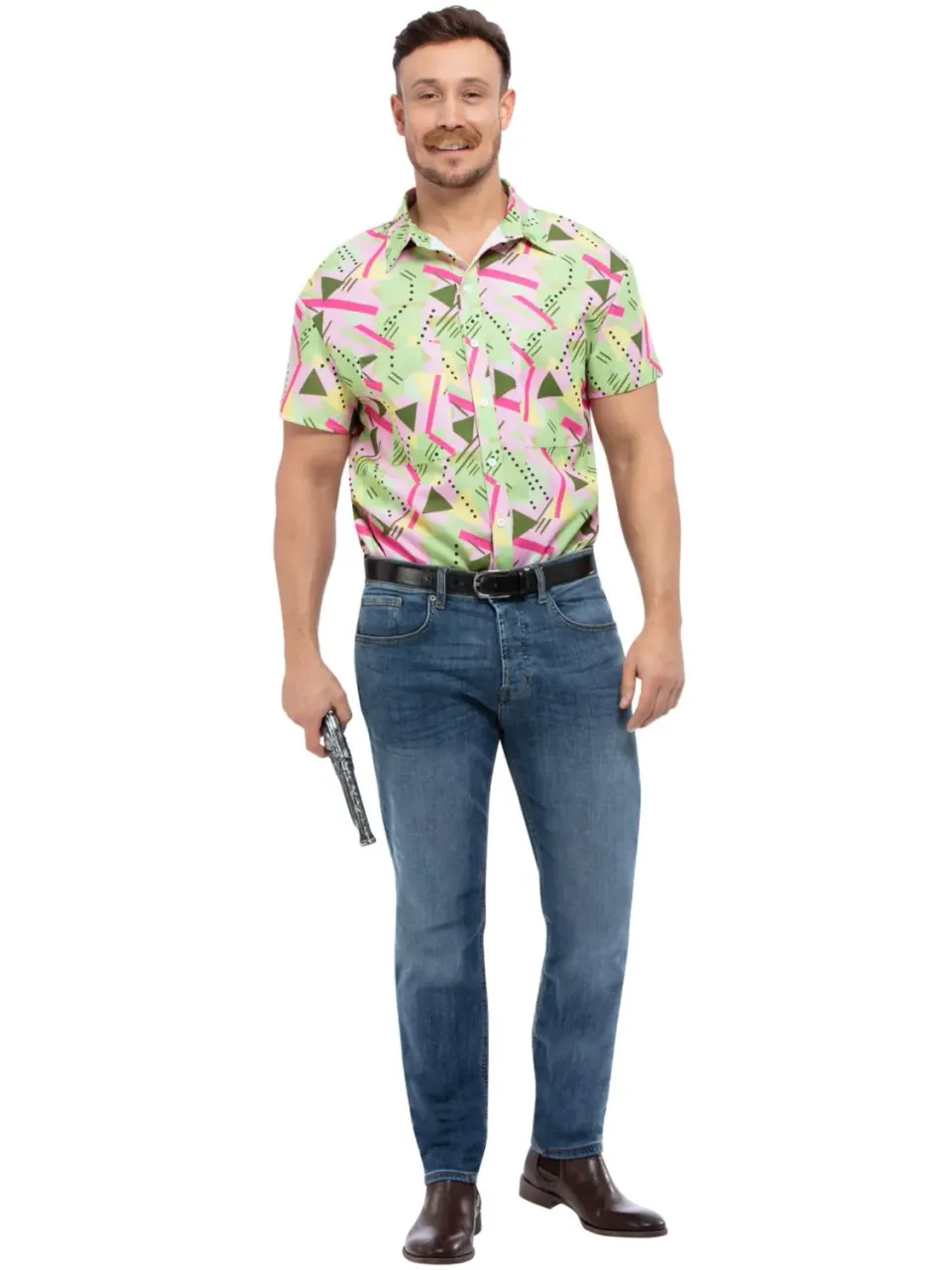 Smiffys 80s Graphic Print Shirt camicia uomo M multicolore