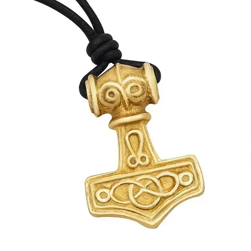 La Bottega di Merlino Mjolnir collana martello Thor ottone pelle