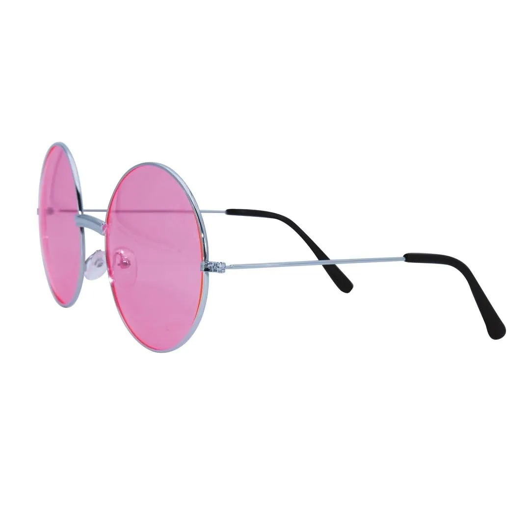 P'tit Clown Hippie occhiali tondi rosa metallizzati adulti