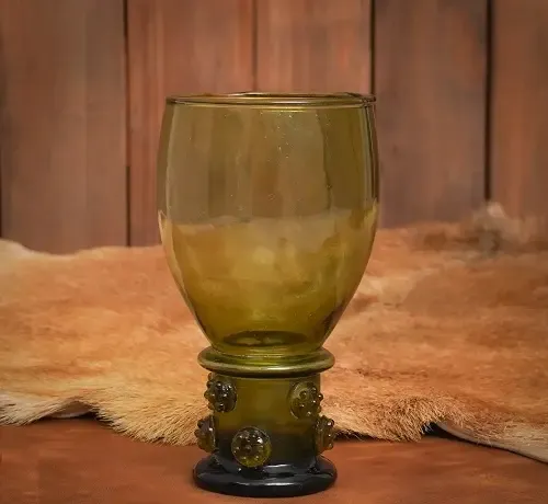 La Bottega di Merlino Calice vetro di bosco 16 cm verde soffiato