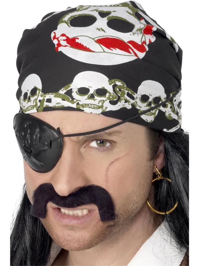 Smiffys Pirate Bandana pirata adulto nera teschio