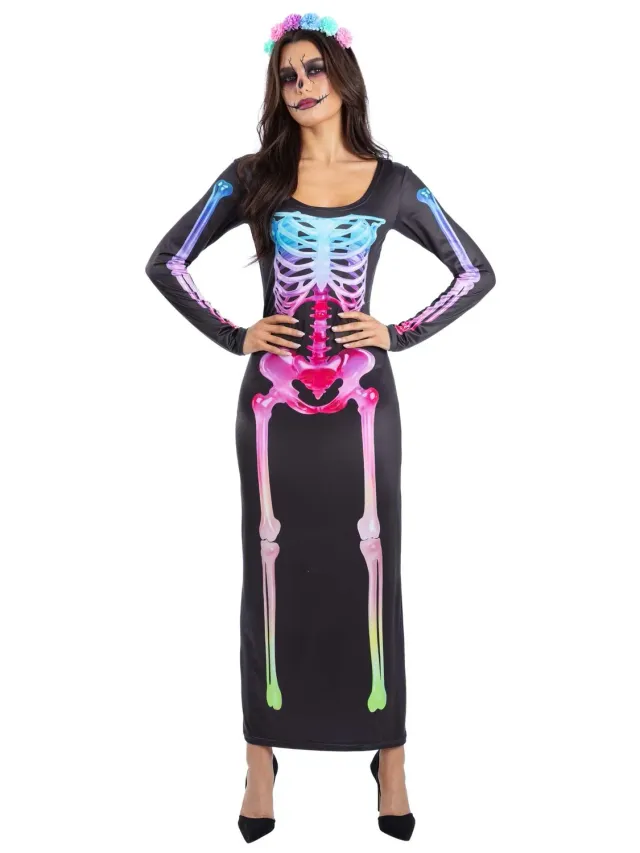 Smiffys Sugar Bones costume scheletro donna neon