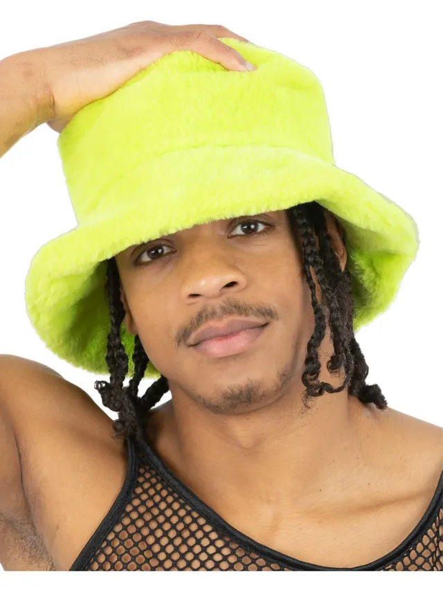 Smiffys 90s Bucket Hat cappello verde pelliccia