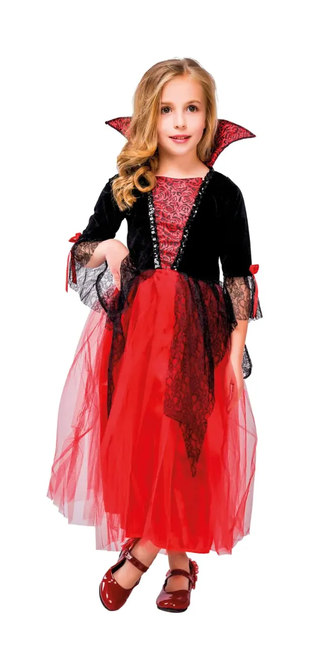 P'tit Clown Vampiro costume bambina rosso 7/9 anni