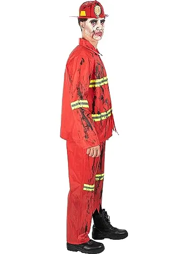 Funidelia costume pompiere zombie uomo rosso Halloween