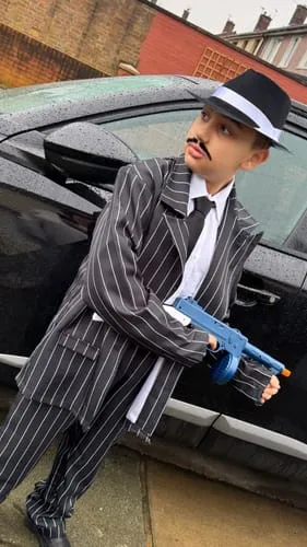 Smiffys Zoot Suit costume bambino 7-9 anni gessato