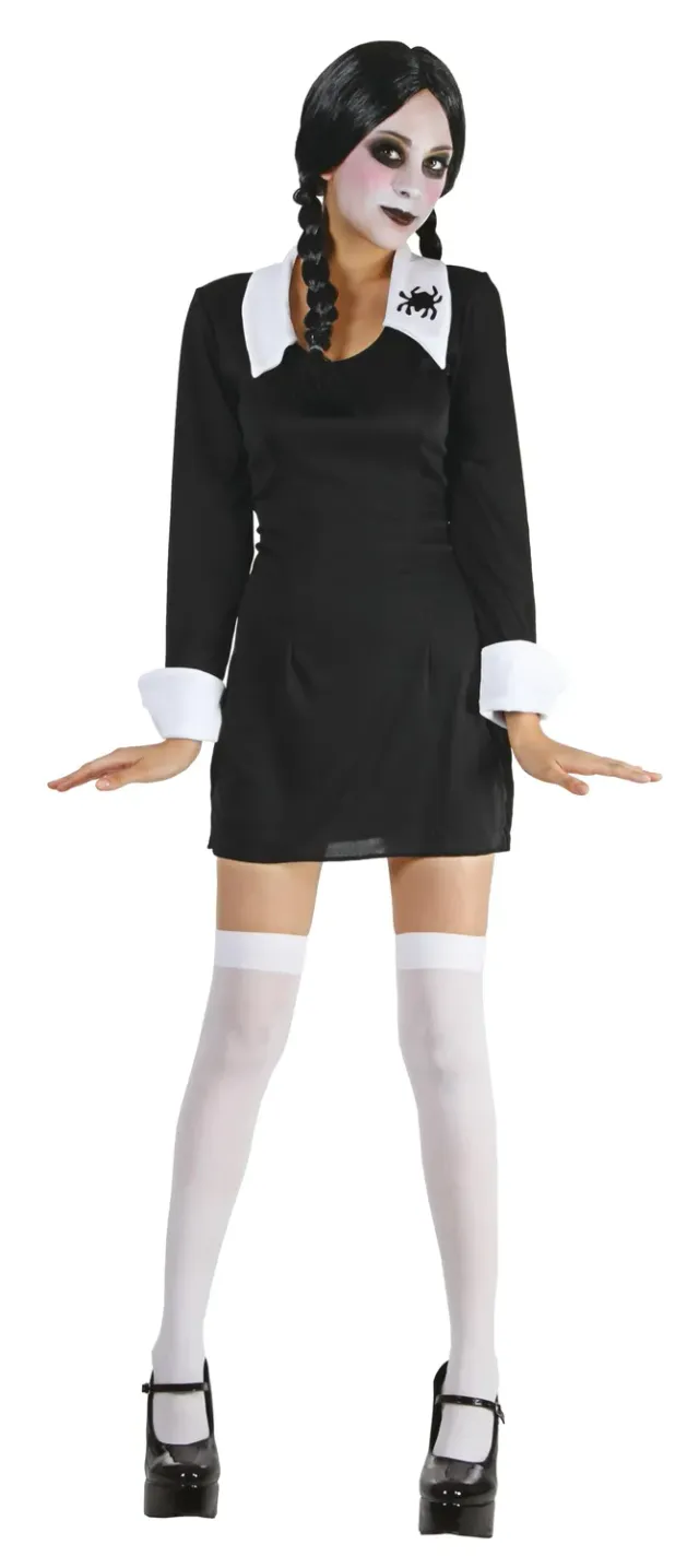 P'tit Clown costume scolara Mercoledì adulto S/M nero