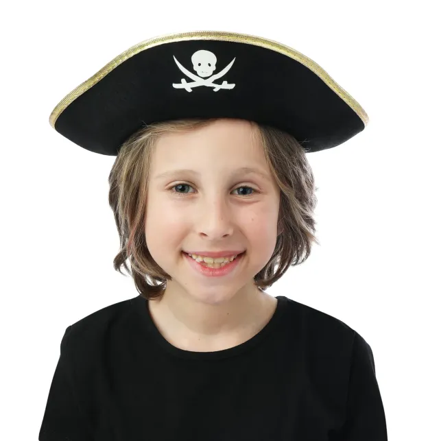P'tit Clown Cappello pirata bambino nero nastro oro