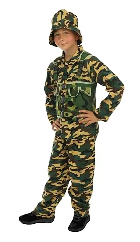 P'tit Clown Soldato costume bambino mimetico 10-12 anni