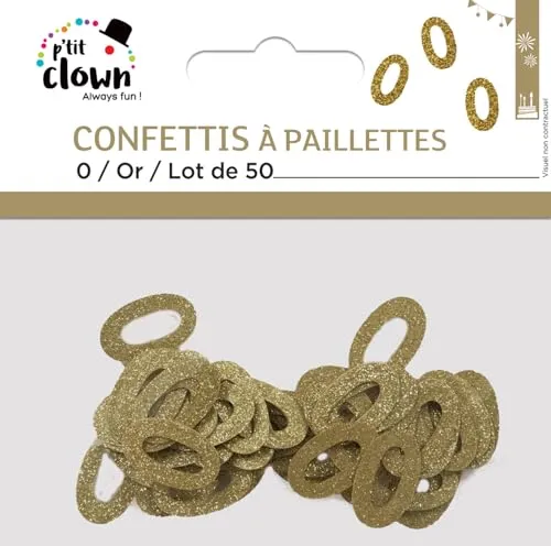 P'tit Clown re21030 coriandoli glitter numero 0 oro 50 pezzi