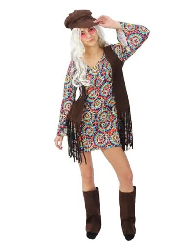 P'tit Clown Costume Hippie Uomo Anni 70 L-XL Carnevale