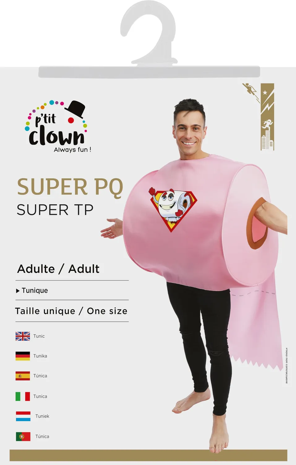P'tit Clown Super Carta Igienica costume adulto taglia unica rosa