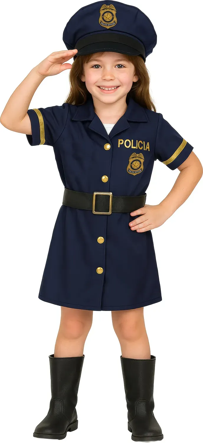 Guirca Poliziotta blu oro costume bambina 7-9 anni