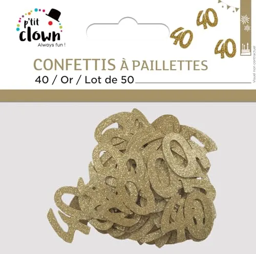 P'tit Clown Coriandoli Glitter Oro Tavola 50 Pezzi