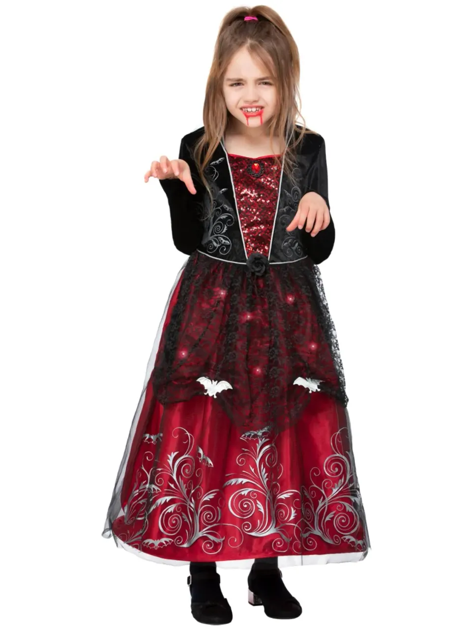 Smiffys Deluxe Vampiress costume bambina luminoso 4-9 anni