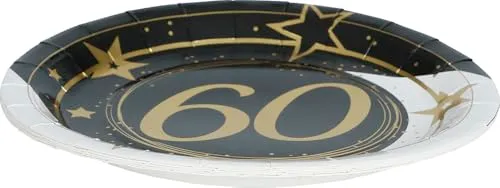 Fiestas Guirca Piatti 60 Anni 23 cm nero oro 6 pezzi