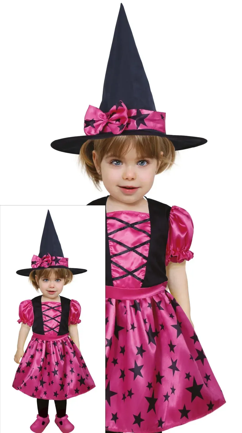 Guirca strega stellata costume bambina rosa 12-18 mesi