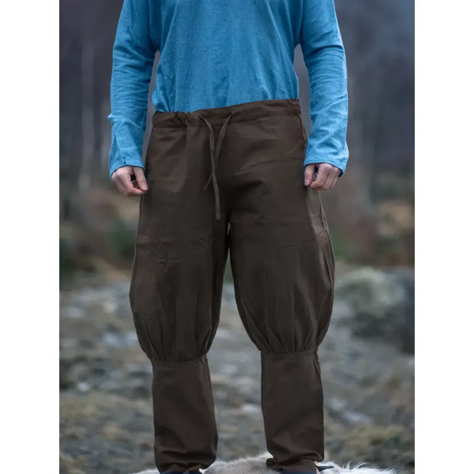 La Bottega di Merlino Kjell Pantaloni Medievali Marrone Cotone