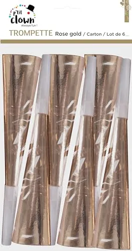 P'tit Clown trombette cartone oro rosa 19 cm 6 pezzi