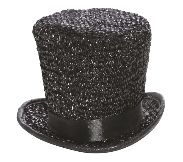 Guirca 13032 Mini Cilindro Nero Glitter Donna Adulto