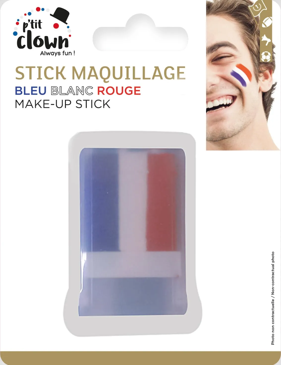 P'tit Clown 61002 stick trucco tricolore Francia blu bianco rosso