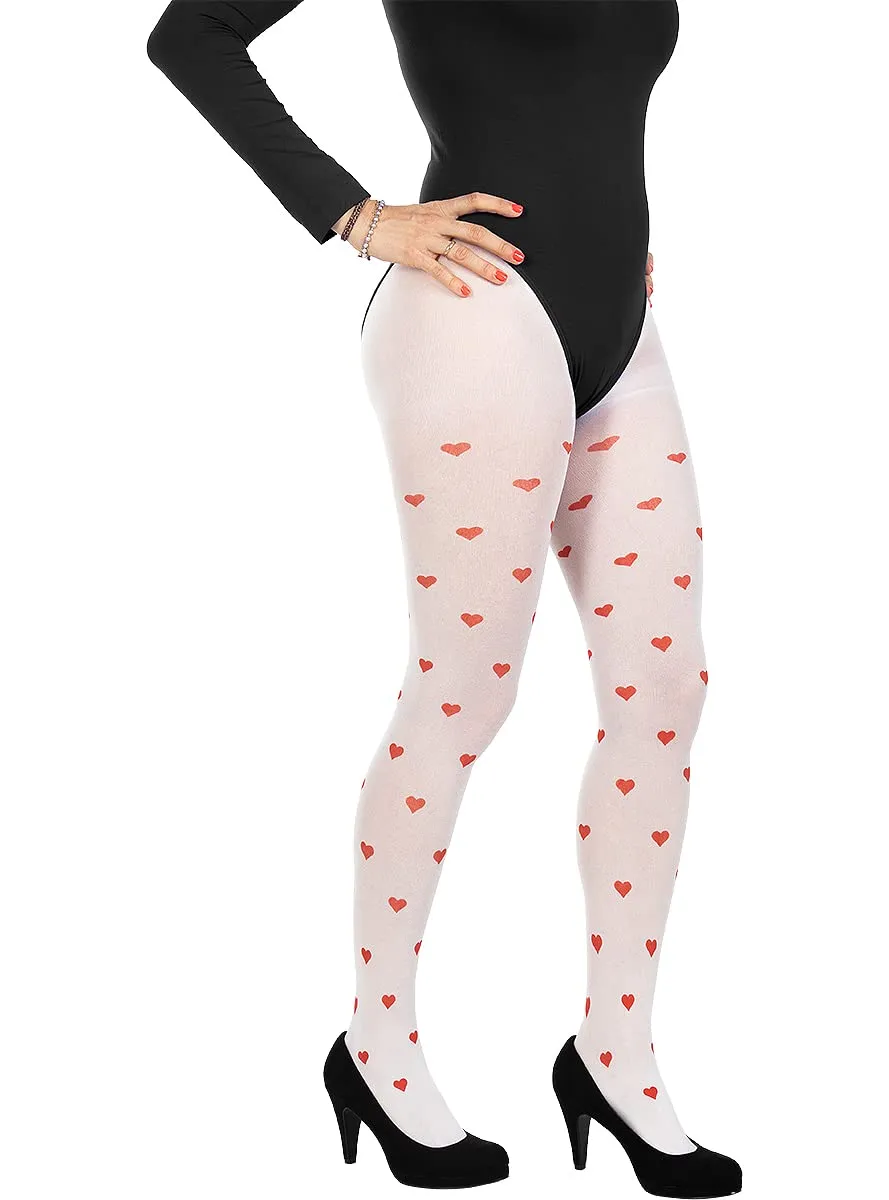 Funidelia Queen of Hearts Calze Costume Donna Bianche Cuori
