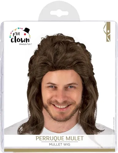 P'tit Clown Parrucca Mulet Uomo Marrone Carnevale