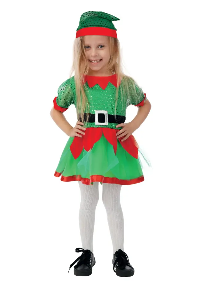 P'tit Clown Elfo Natale Costume Bimba 5-6 anni verde