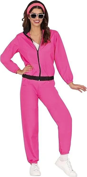 Fiestas Guirca tuta anni 80 donna rosa fluo taglia S
