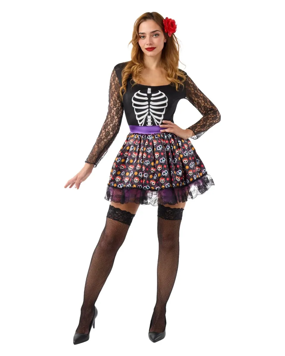 Funidelia Catrina costume donna nero scheletro XS