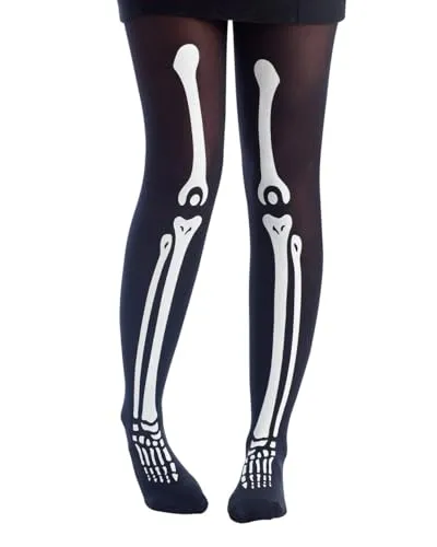 P'tit Clown Collant Nero Scheletro Donna Nylon