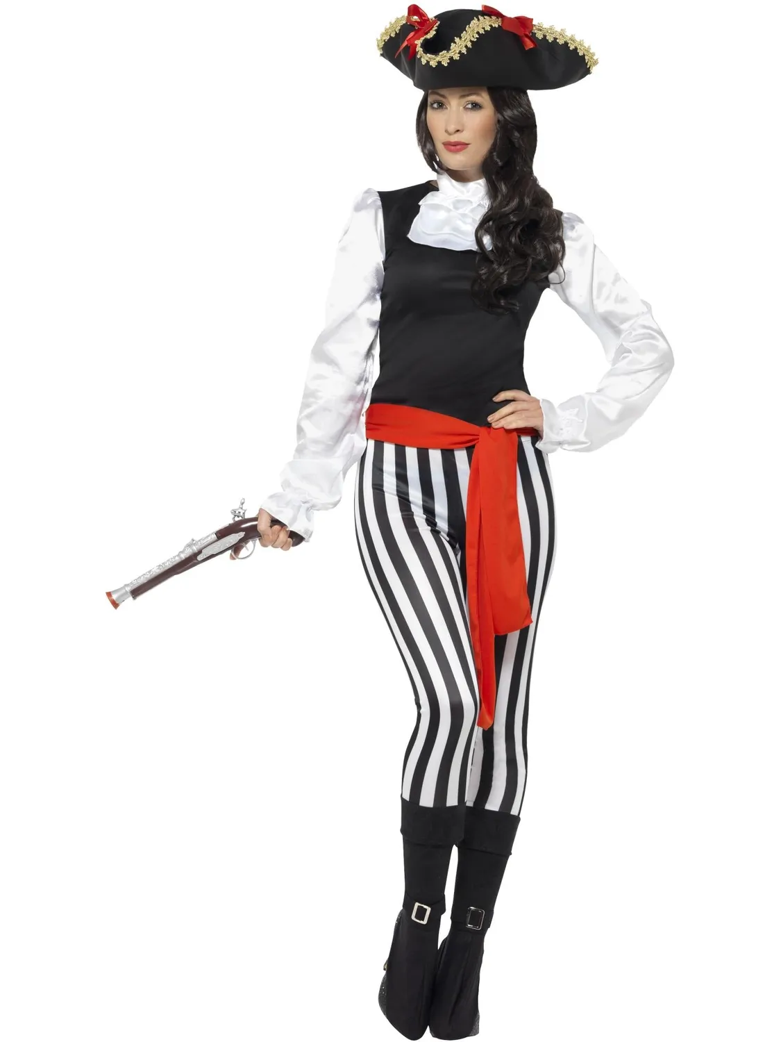 Smiffys Pirate Lady costume donna L nero bianco rosso