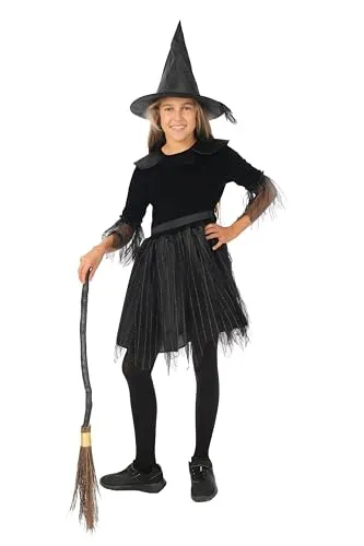 P'tit Clown Strega Nera Costume Bambina 10/12 Anni Velo