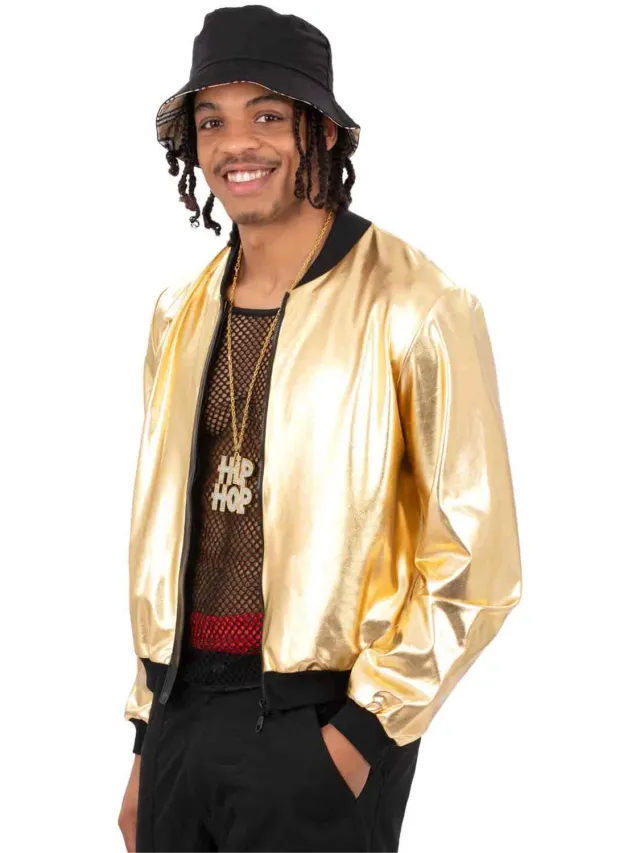 Smiffys Gold Jacket giubbotto oro metallizzato anni 90