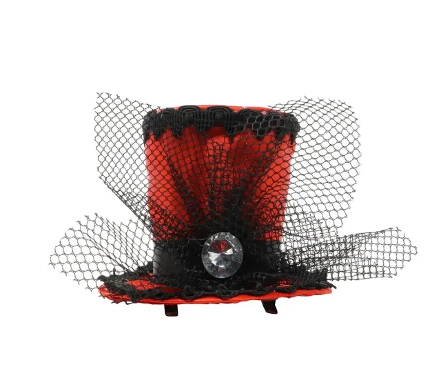 Guirca Mini Cilindro Burlesque Cappello Donna Nero Festa