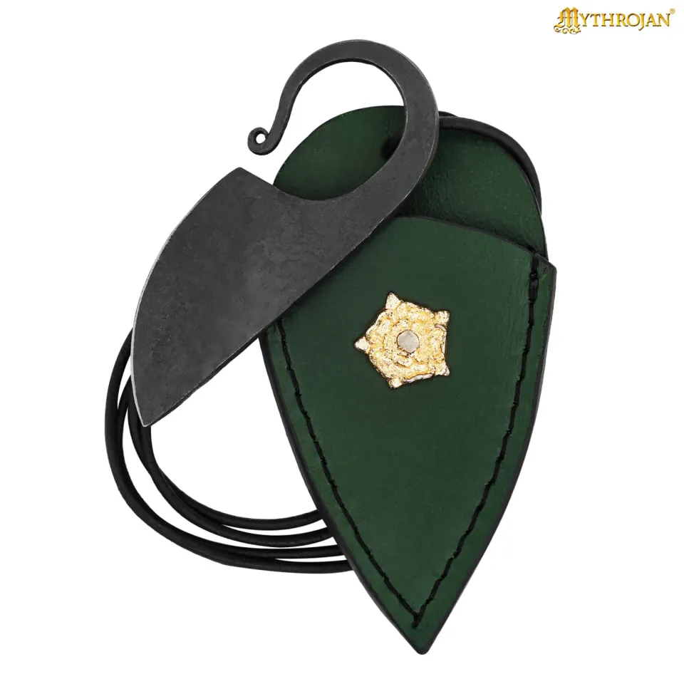 La Bottega di Merlino Coltello Anello Celtico Fodero Verde