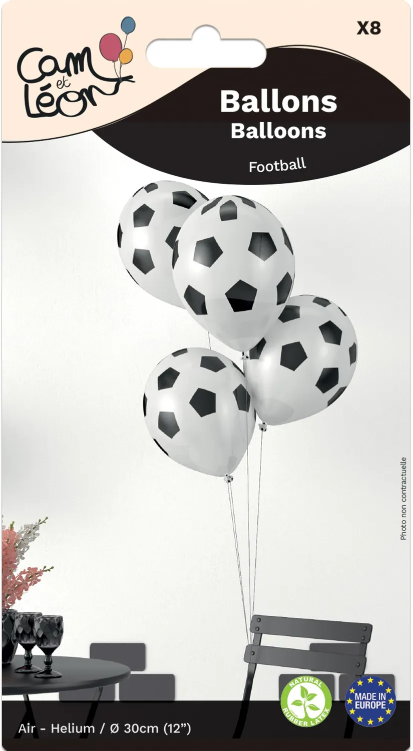 P'tit Clown Palloncini calcio 30 cm bianco nero 8 pz