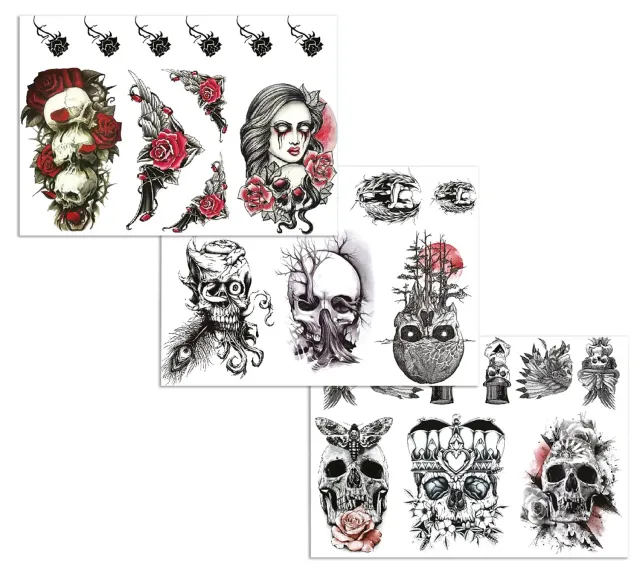 P'tit Clown Tatuaggi Effimeri Teschi Neri Halloween